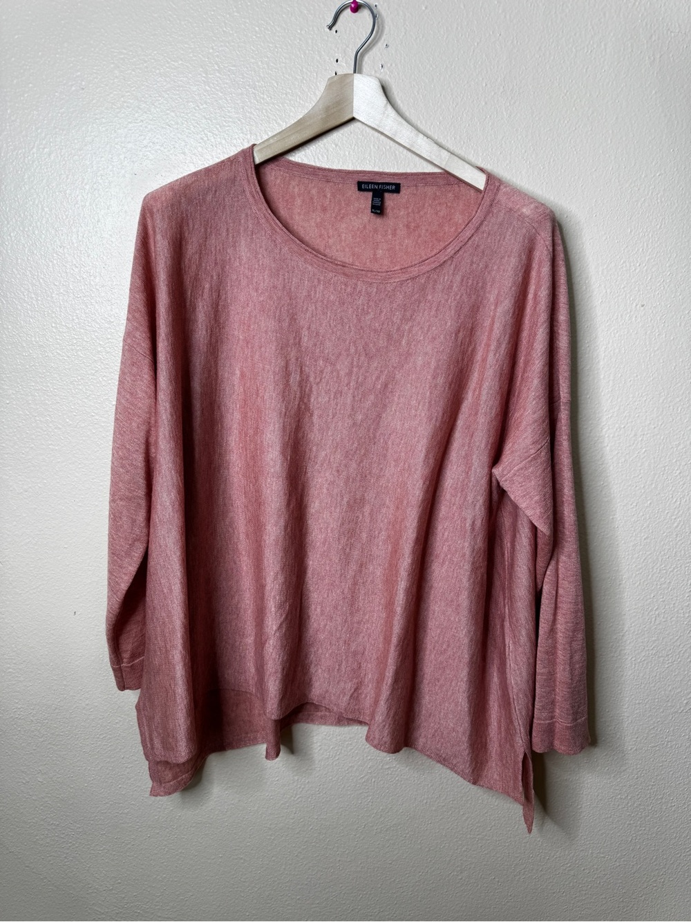 Eileen Fisher Womens XL Pink Merino Wool Alpaca Oversized Knit Top